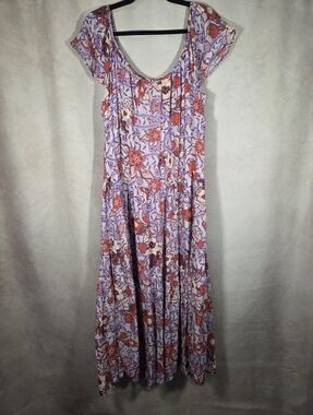 Knox Rose Lavender Maxi Dress with Coral Floral Print